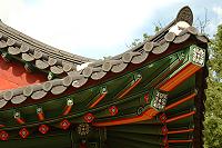 Dachdetail Morgentau-Pavillon